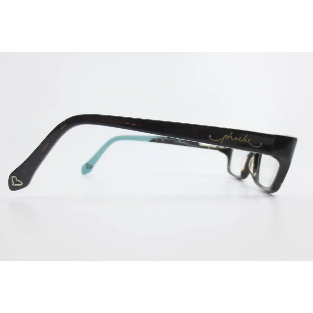 Phoebe Couture P246 Tortoise Teal Rectangular Eyeglass Frames 52 17 135 Womens